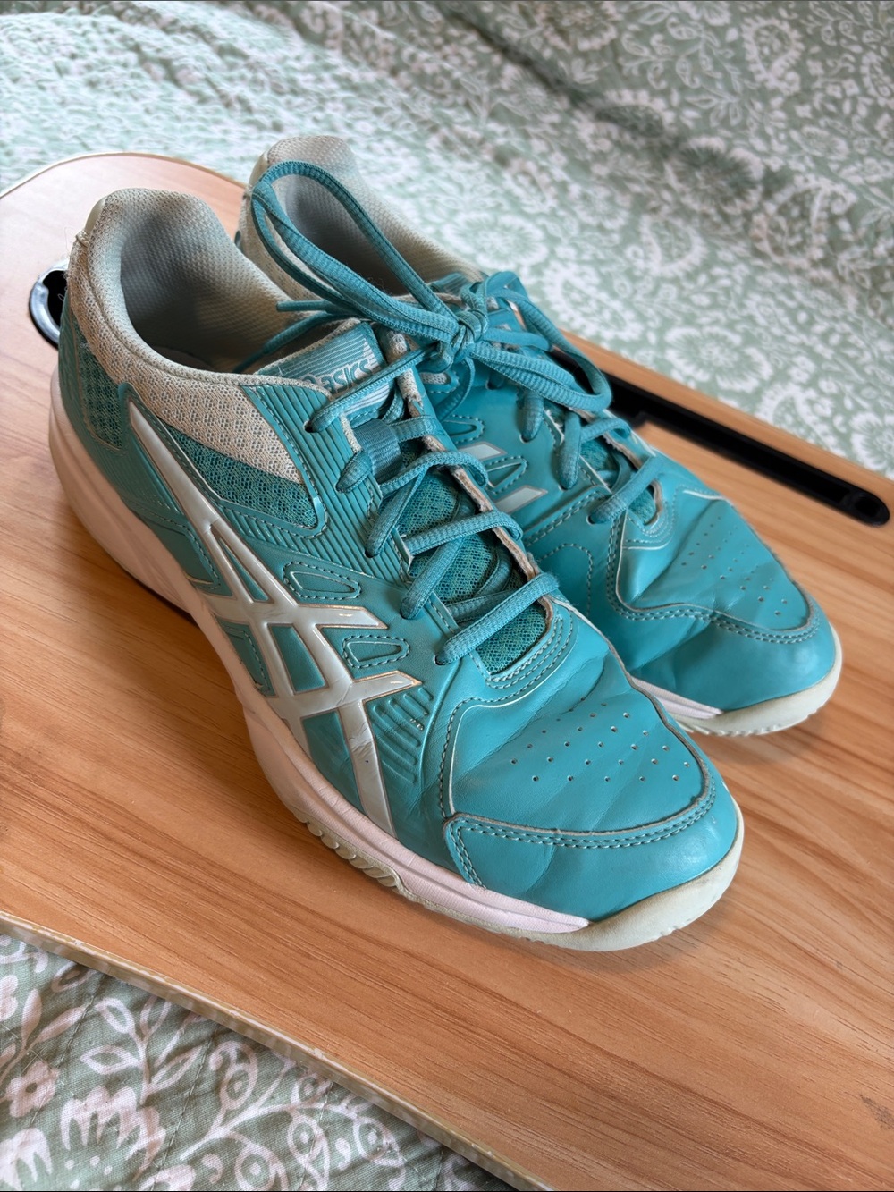 ASICS Women's Teal and White Athletic Sneakers